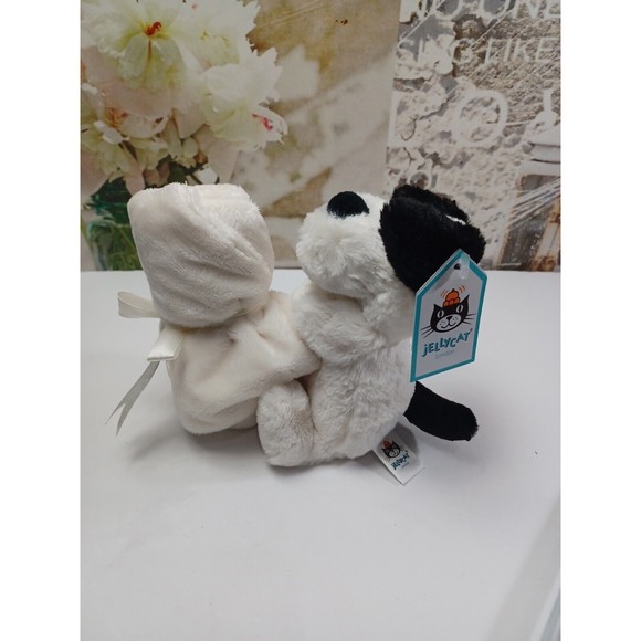 Jellycat Bashful Black Cream Soother Puppy Dog Baby Security Blanket Lovey Soft - Picture 4 of 7